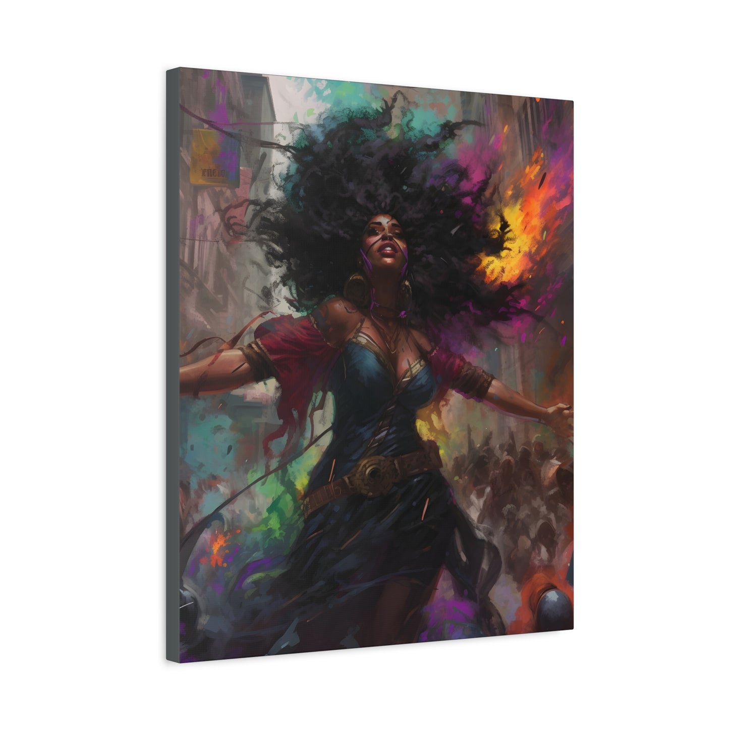 Flee To Freedom Afrocentric Abstract Black Woman Fantasy Alternative History Art Canvas Wall Print