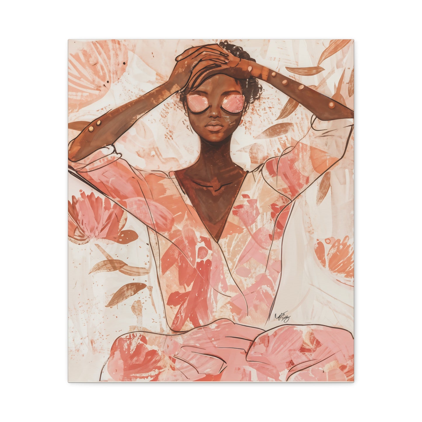 Relax It Will Be Okay Afrocentric Black Woman Abstract Art Canvas Wall Print