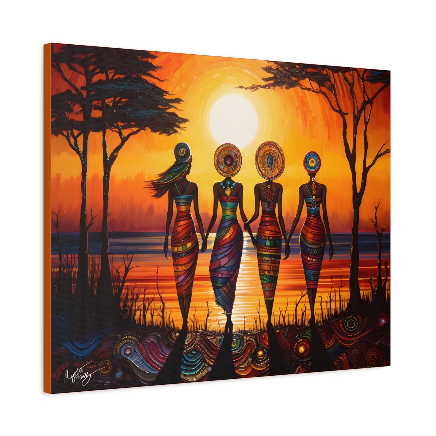 All Together Now Afrocentric Black Woman Abstract Art Canvas Wall Print