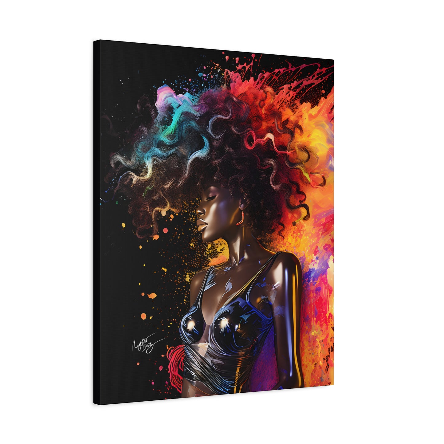Colors Of The Universe Afrocentric Black Woman Abstract Fantasy Art Canvas Wall Print