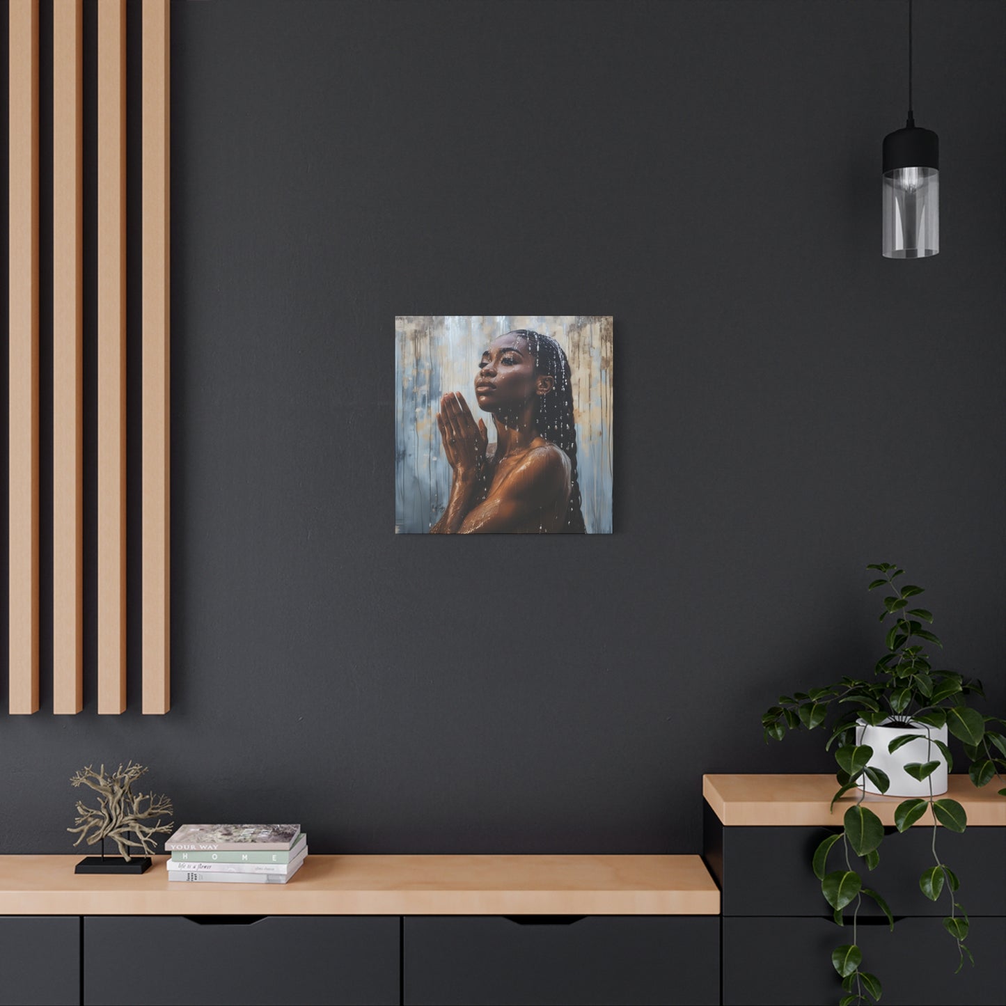 Naturally Peaceful Afrocentric Black Woman Art Canvas Wall Print