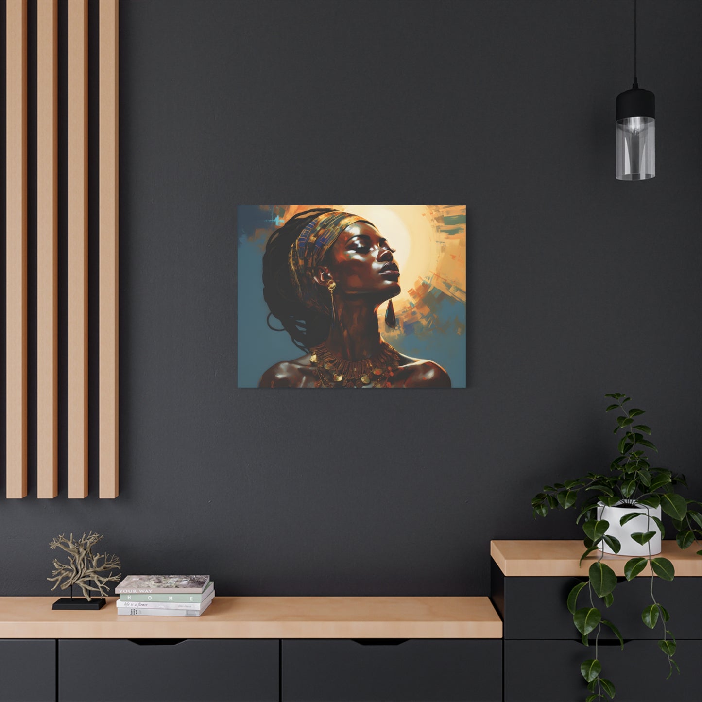 Worship The Sun Afrocentric Black Woman Art Canvas Wall Print