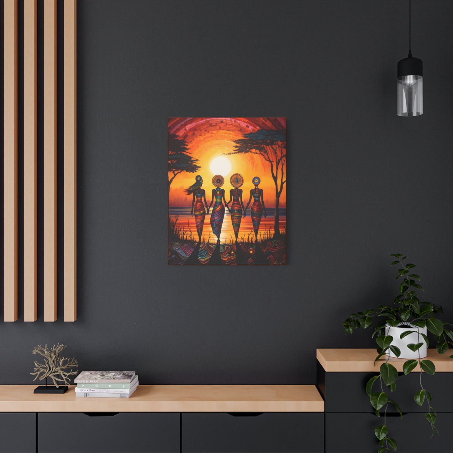 All Together Now Afrocentric Black Woman Abstract Art Canvas Wall Print