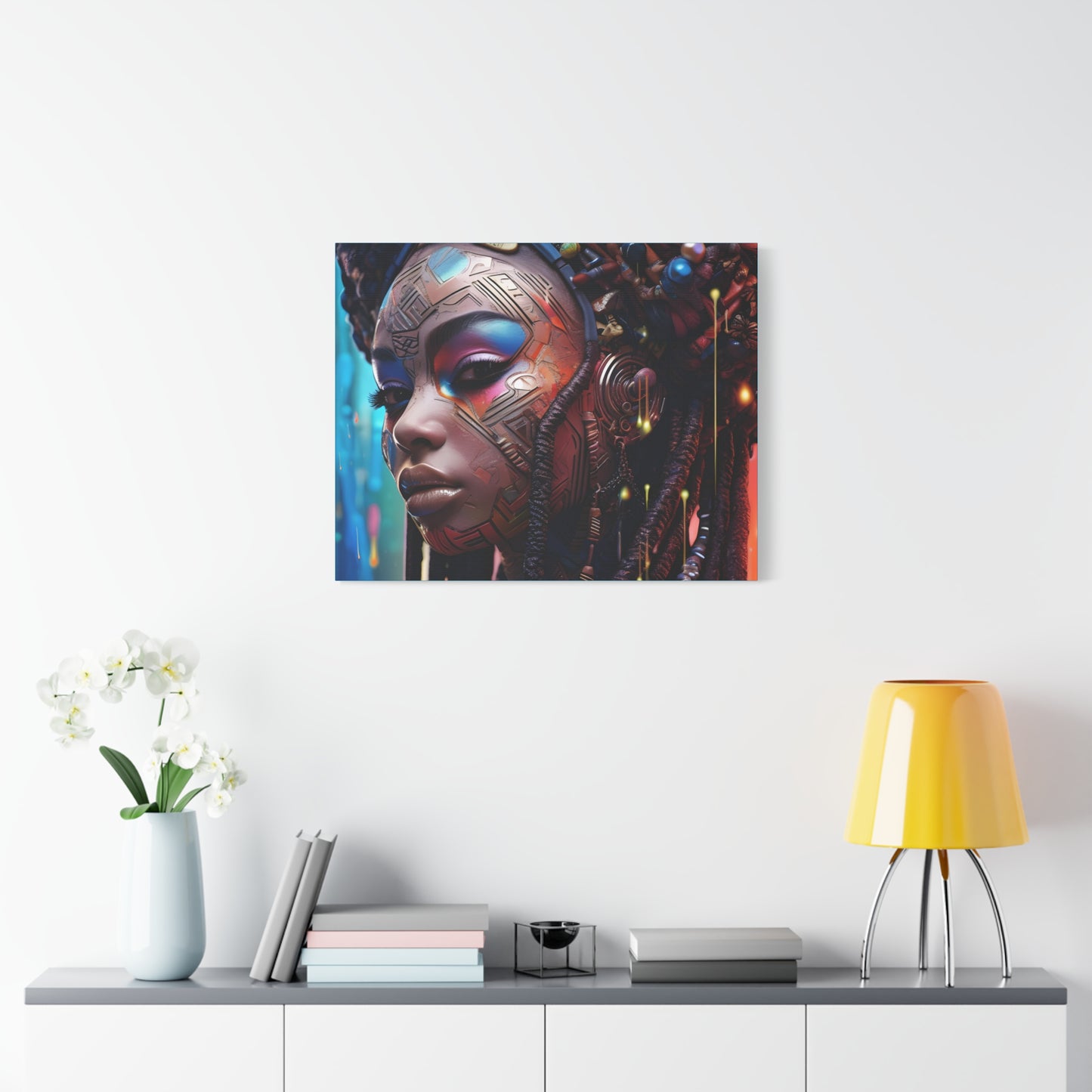 Princess Of The Past and Future Afrocentric Afrofuturism Abstract Black Artwork Canvas Wall Print
