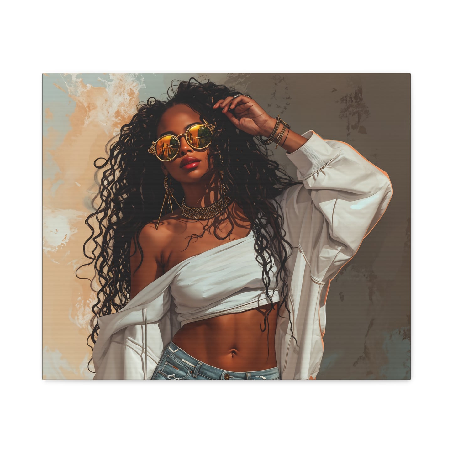 Never Let Them See You Sweat Afrocentric Black Woman Art Canvas Wall Print