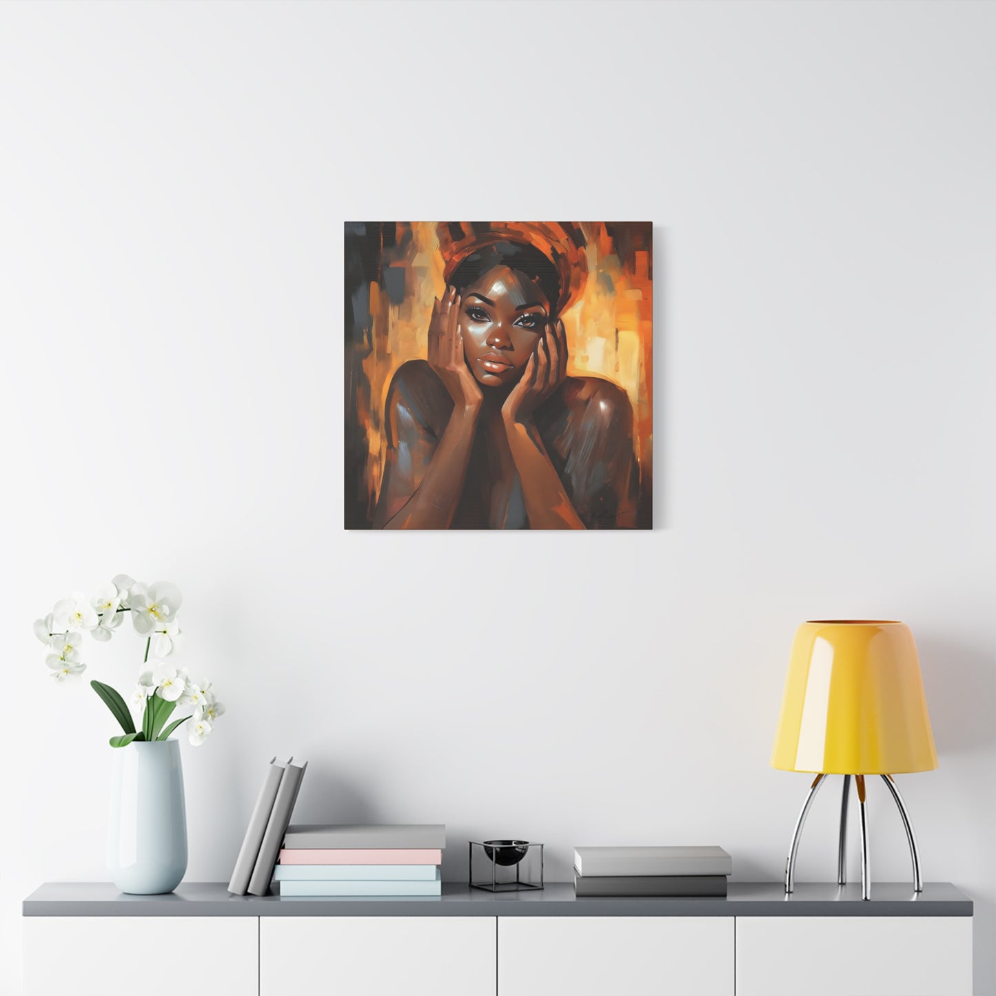 Hello Afrocentric Black Woman Art Canvas Wall Print