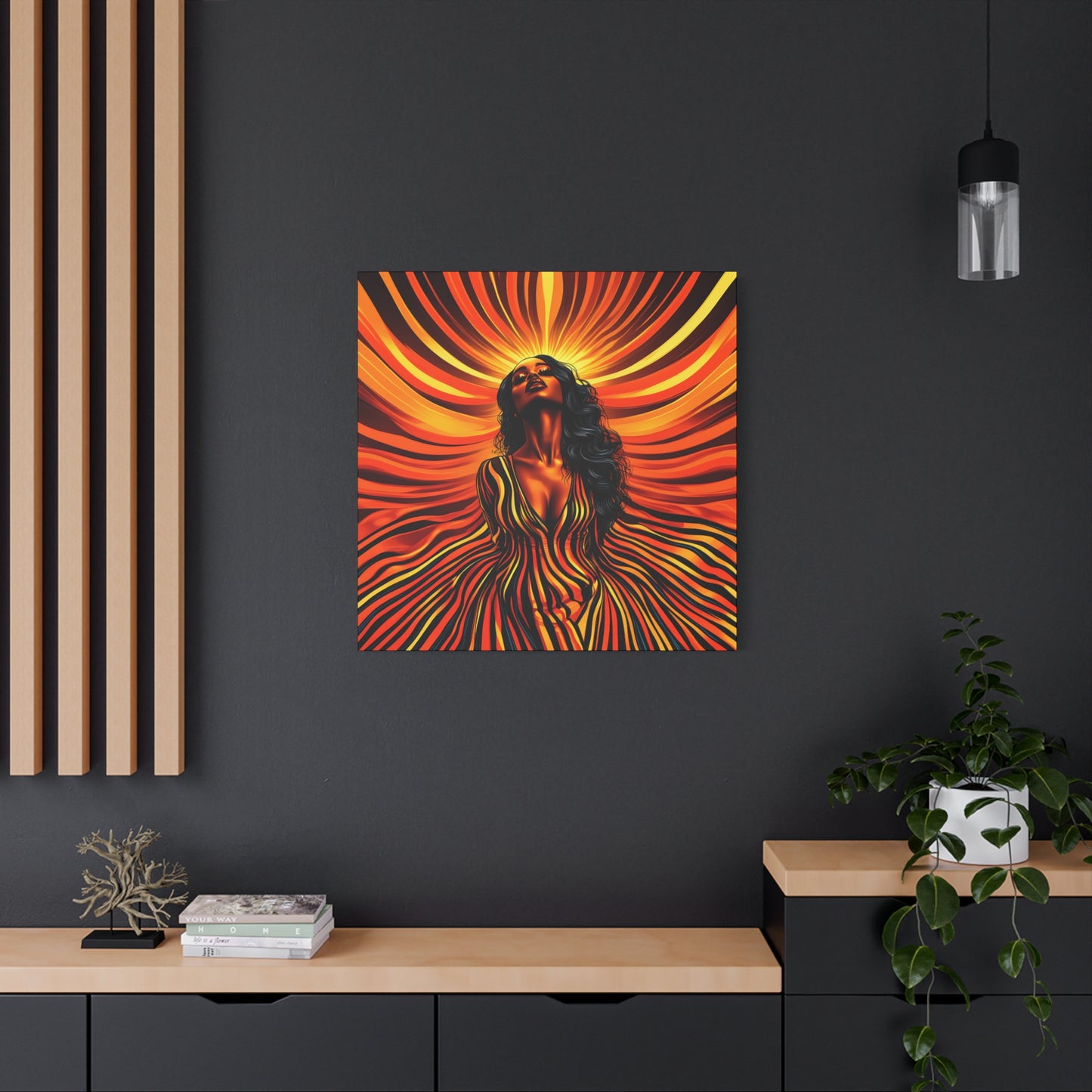 Autumn Rises Black Woman Art Canvas Wall Print