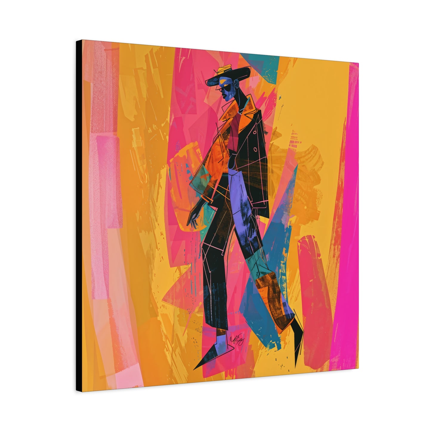 So Cool Afrocentric Black Man Abstract Art Canvas Wall Print