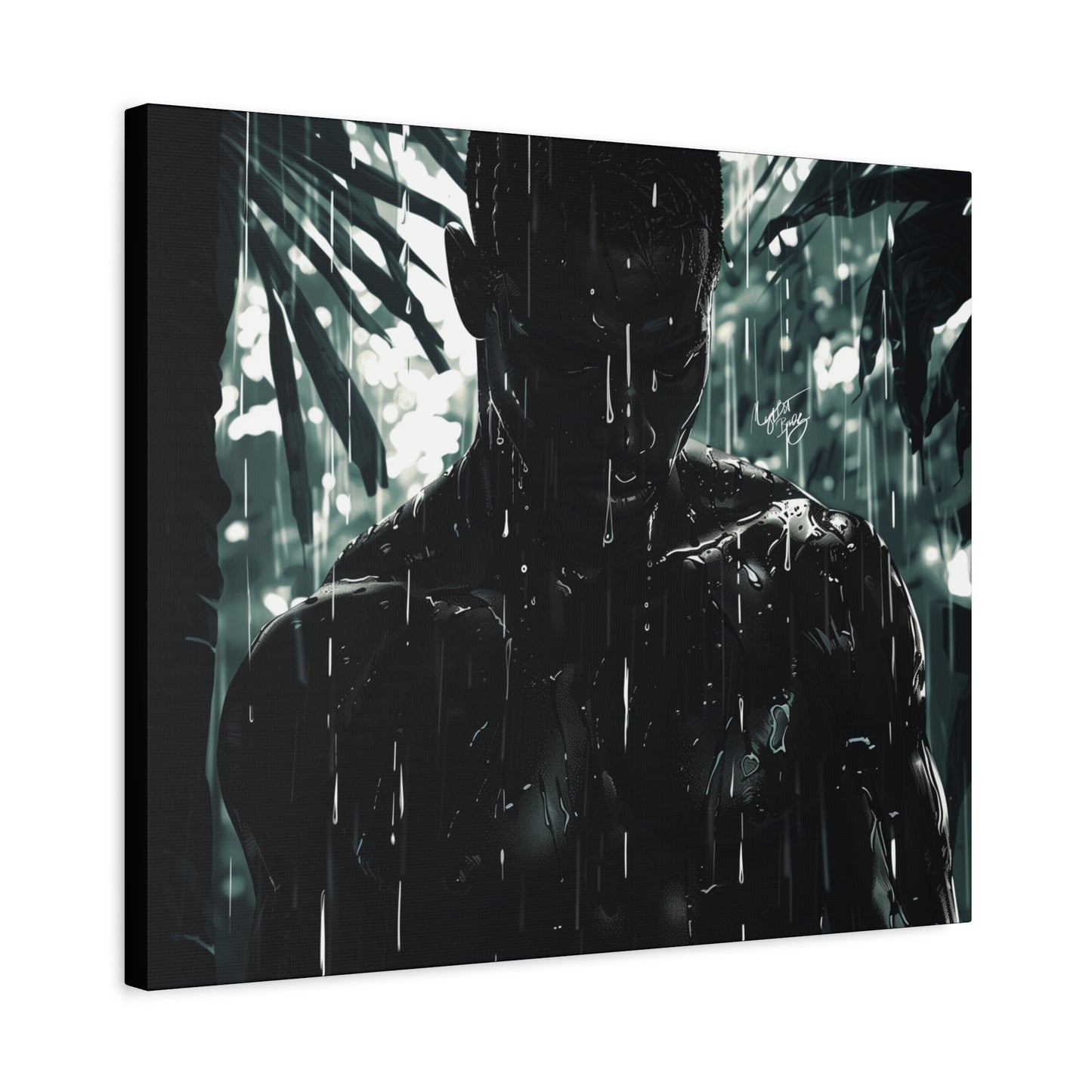 Rainy Days Aren't That Bad Afrocentric Black Man Art Canvas Wall Print