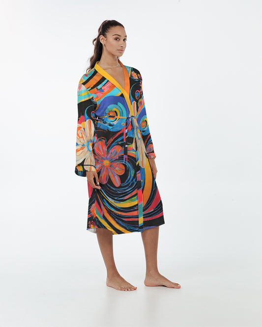 Surreal Flowers Floral Printed Women’s Satin Robe - Xtreme Shopper