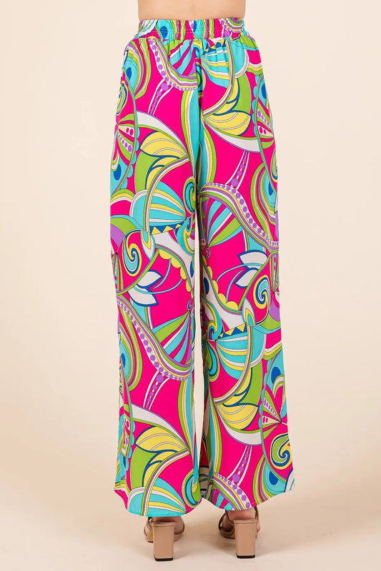 Mittoshop Abstract Print Elastic Waist Wide Leg Pants - Xtreme Shopper