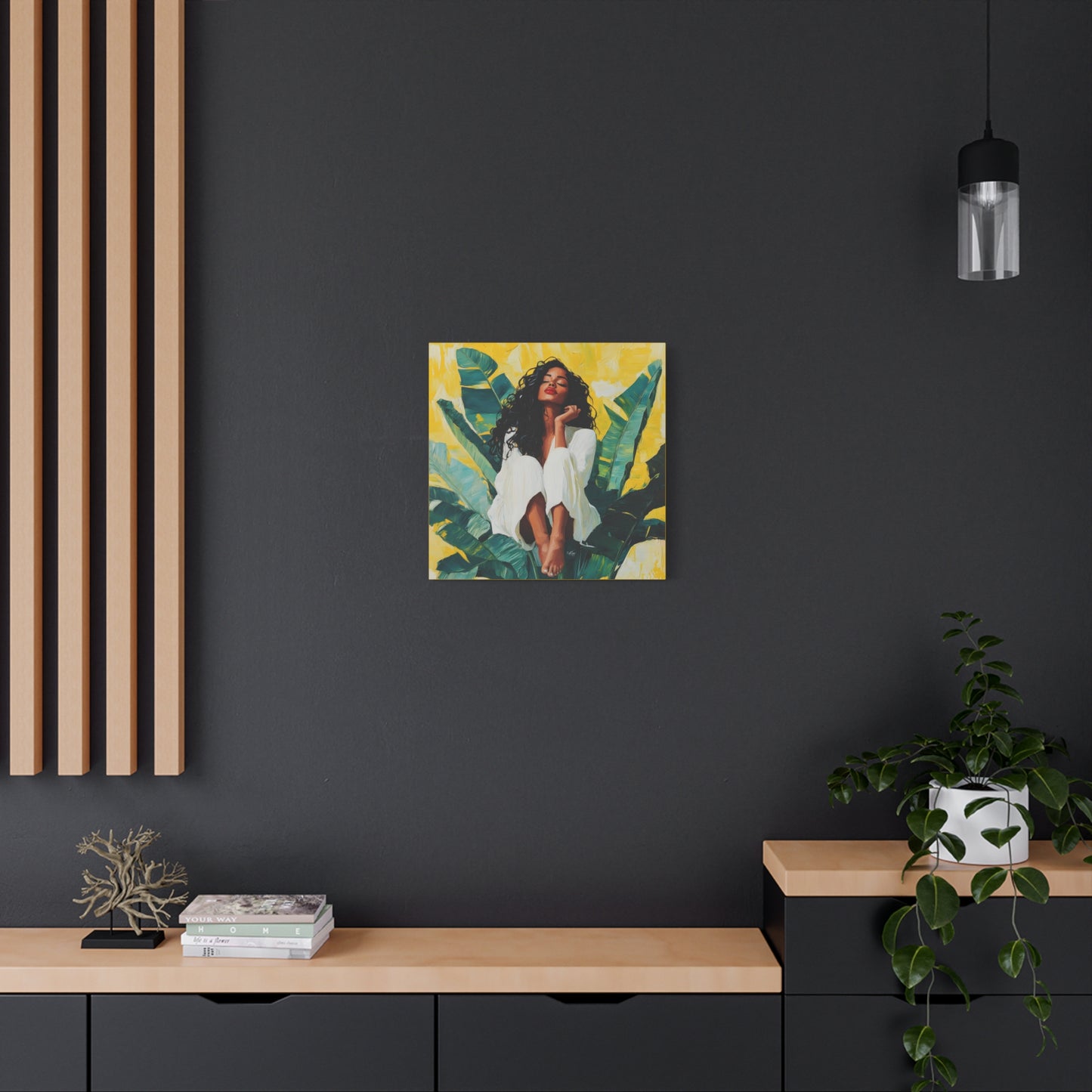 It's A Beautiful Day Afrocentric Black Woman Abstract Art Canvas Wall Print
