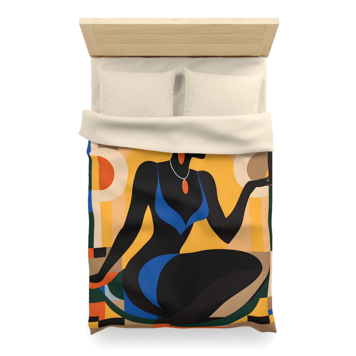 Rising Sun Black Woman Abstract Art Microfiber Duvet Cover