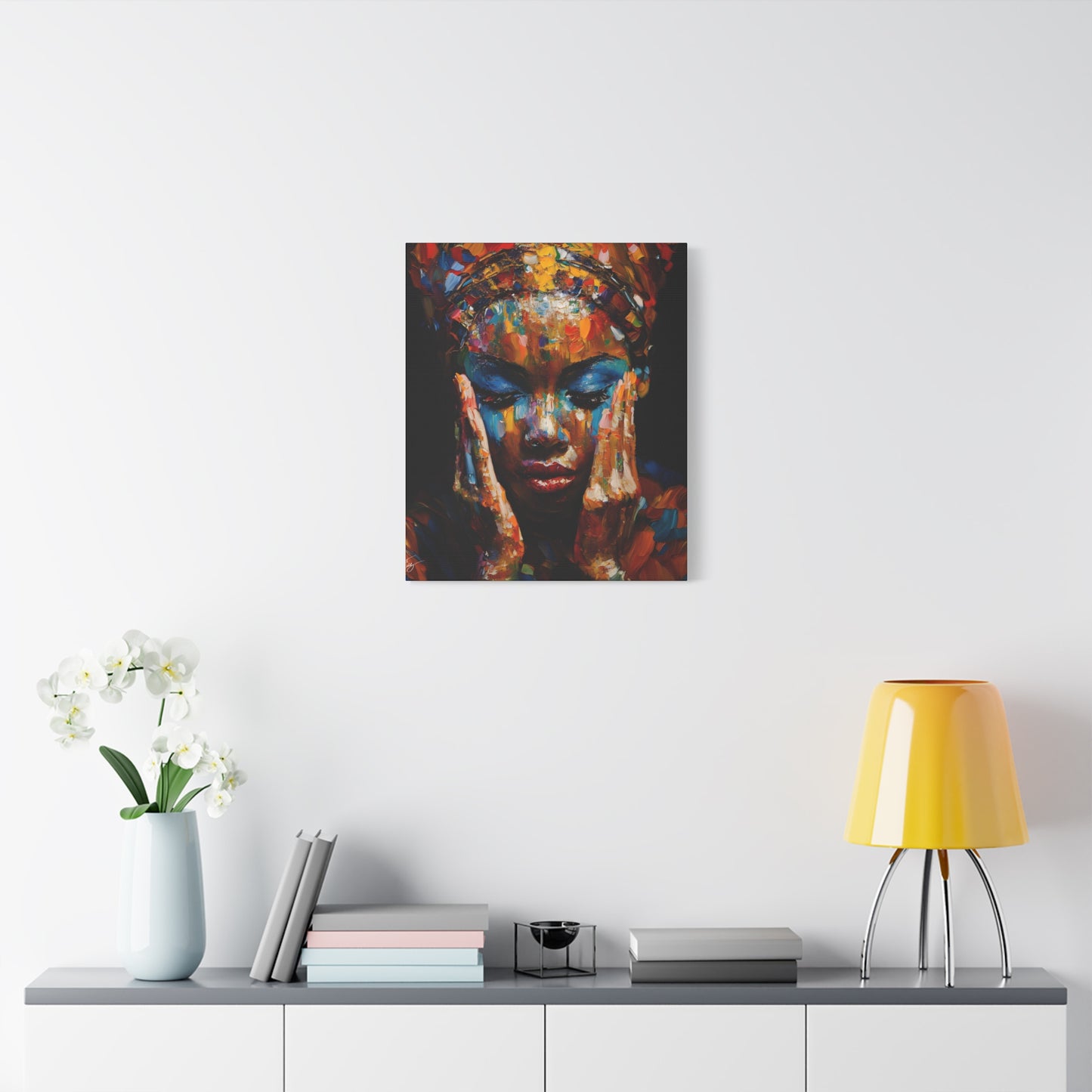 Heavy Is The Head That Wears The Crown Afrocentric Black Woman Abstract Art Canvas Wall Print