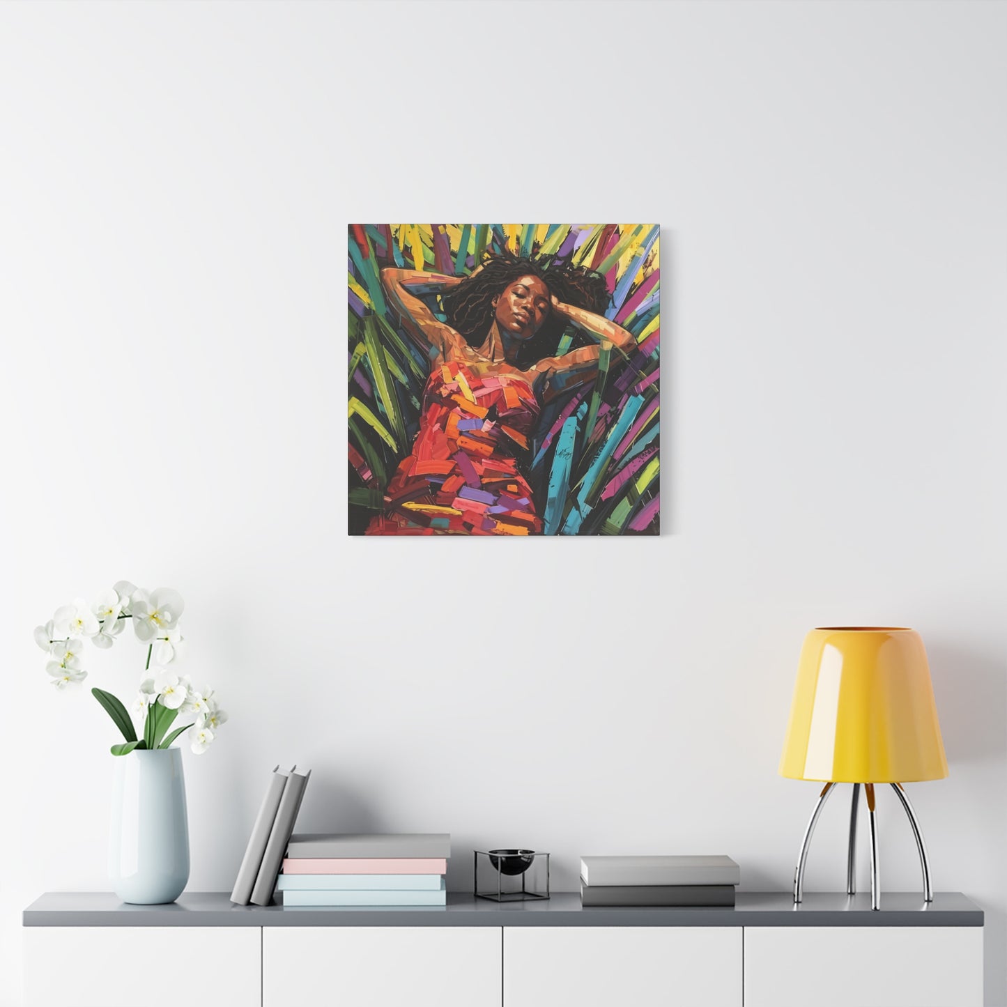 Be At Peace Black Woman Abstract Art Canvas Wall Print