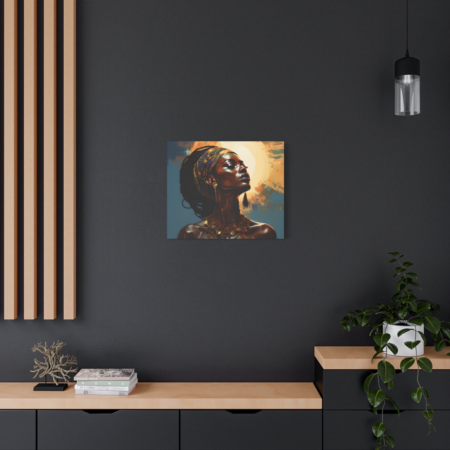 Worship The Sun Afrocentric Black Woman Art Canvas Wall Print