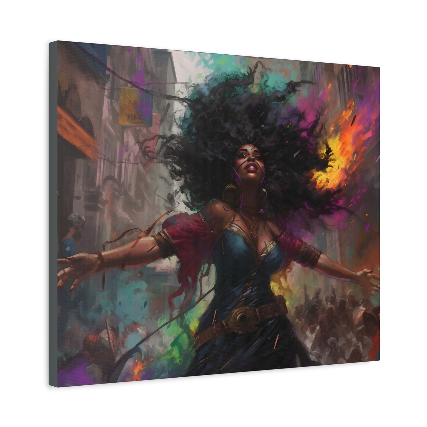 Flee To Freedom Afrocentric Abstract Black Woman Fantasy Alternative History Art Canvas Wall Print