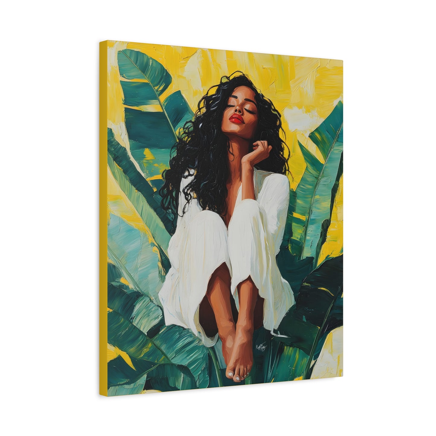 It's A Beautiful Day Afrocentric Black Woman Abstract Art Canvas Wall Print