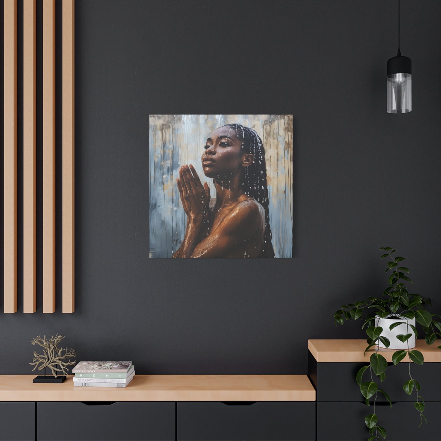 Naturally Peaceful Afrocentric Black Woman Art Canvas Wall Print