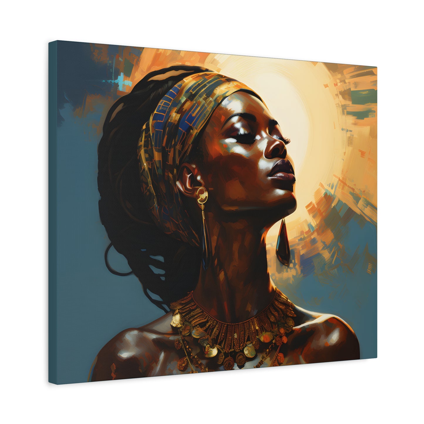 Worship The Sun Afrocentric Black Woman Art Canvas Wall Print