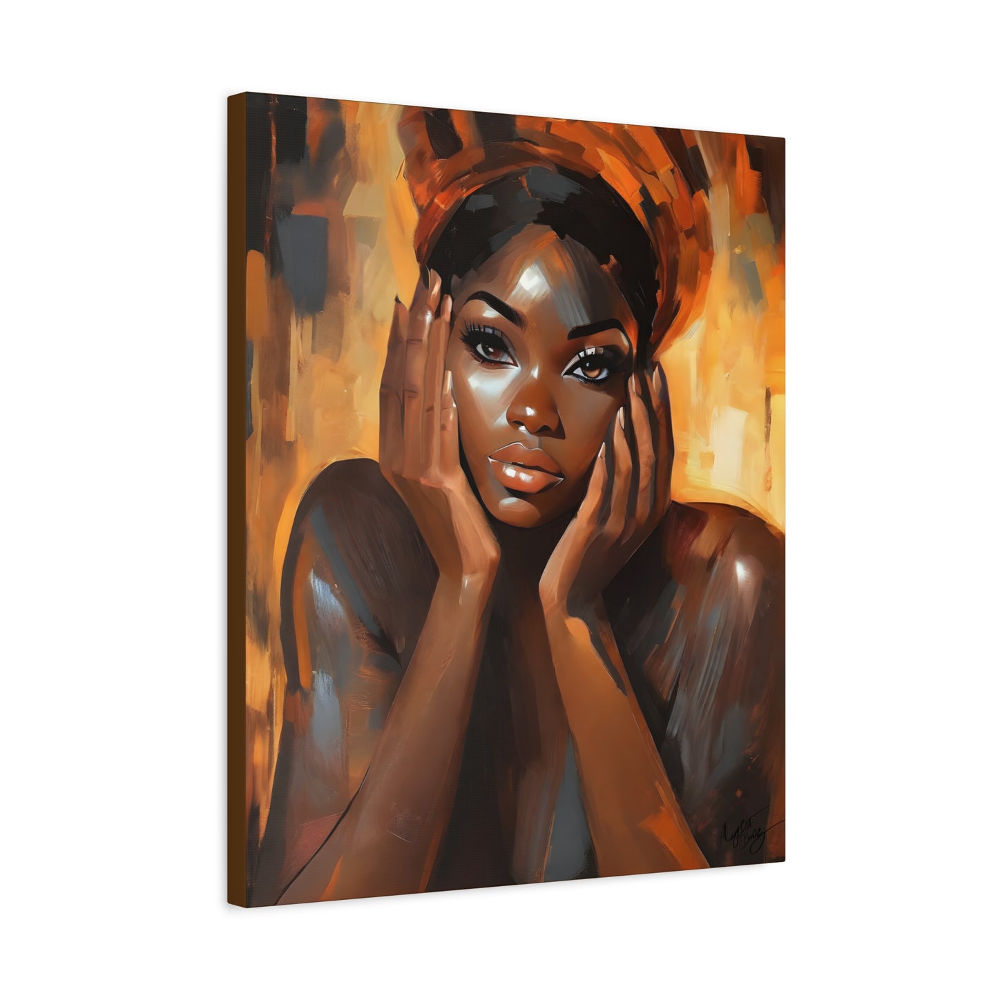 Hello Afrocentric Black Woman Art Canvas Wall Print