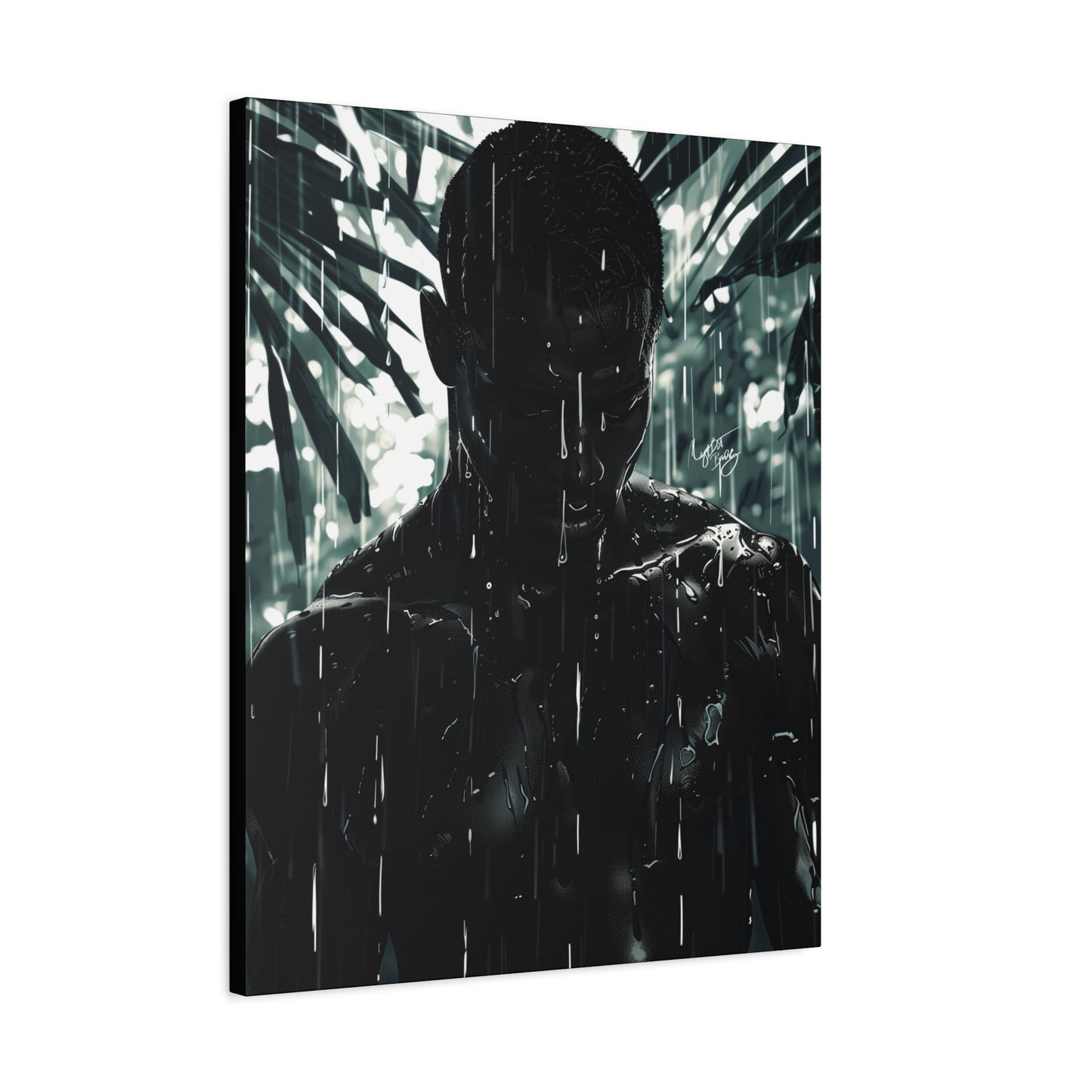 Rainy Days Aren't That Bad Afrocentric Black Man Art Canvas Wall Print