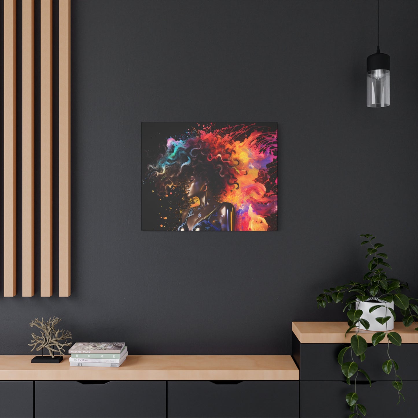 Colors Of The Universe Afrocentric Black Woman Abstract Fantasy Art Canvas Wall Print