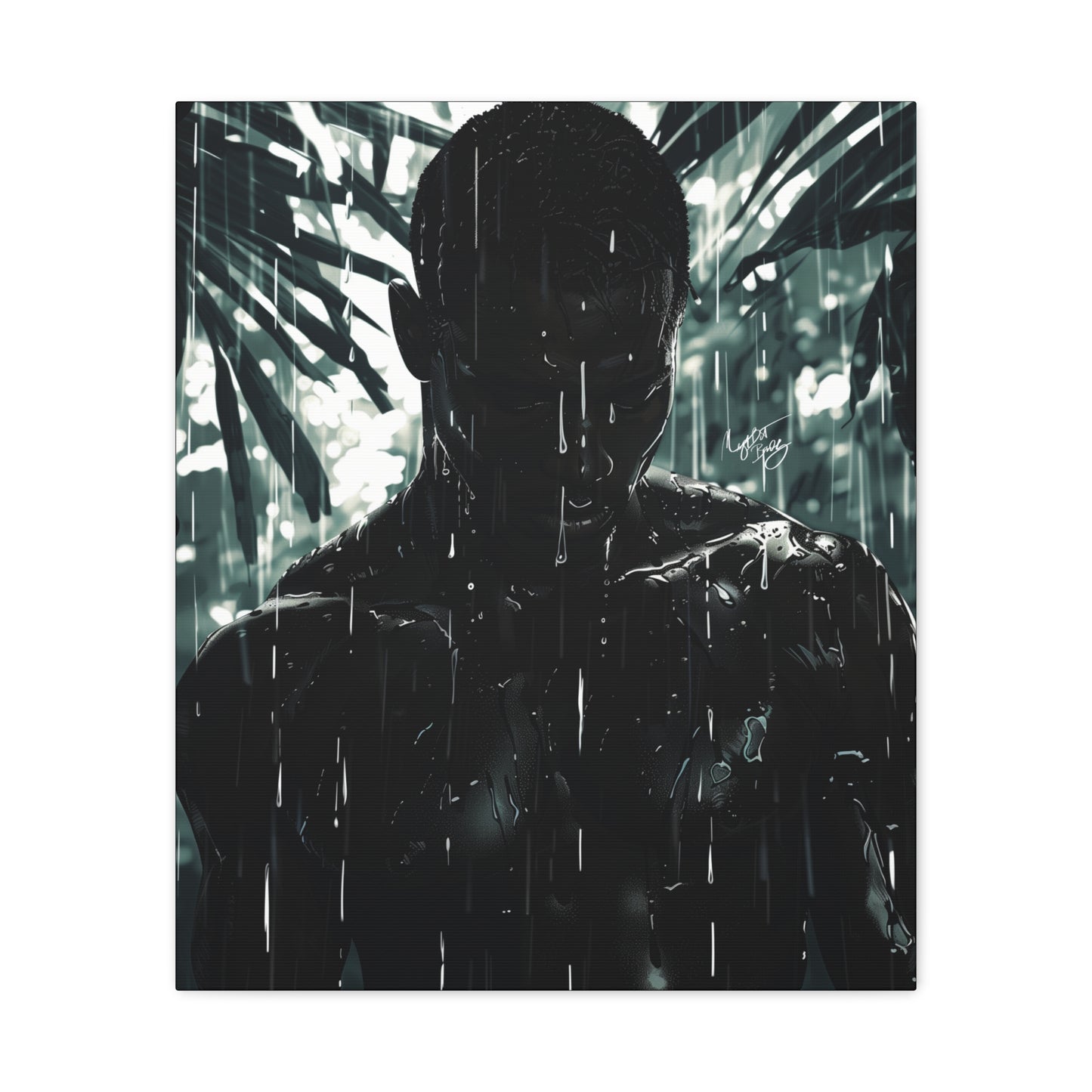 Rainy Days Aren't That Bad Afrocentric Black Man Art Canvas Wall Print