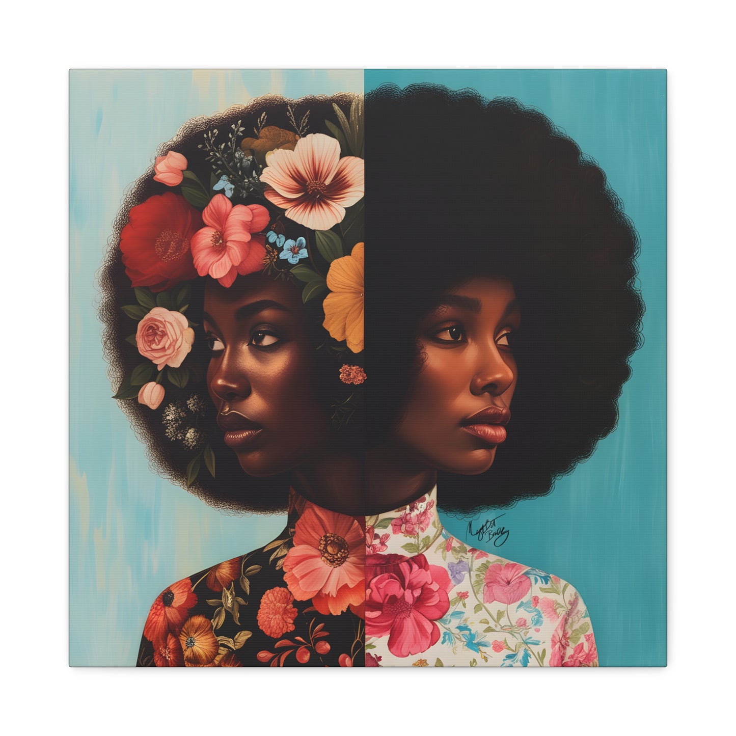Duality Afrocentric Black Woman Art Canvas Wall Print