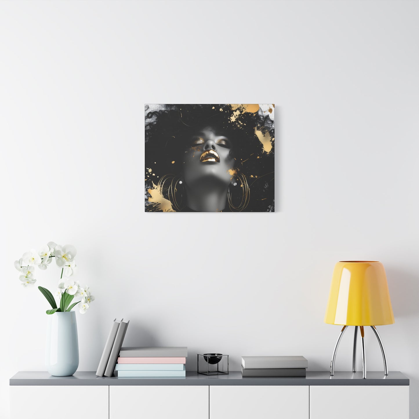 Gold Is My Passion Afrocentric Black Woman Abstract Art Canvas Wall Print