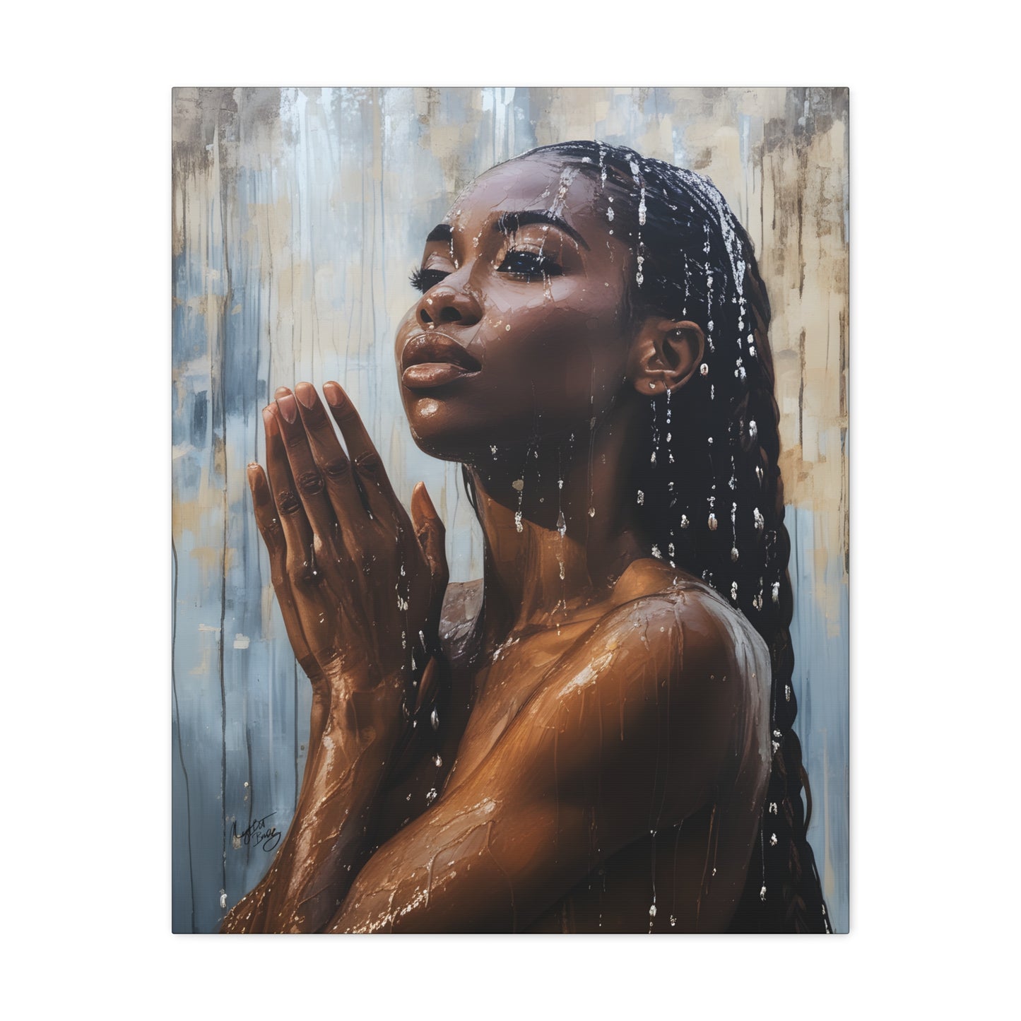 Naturally Peaceful Afrocentric Black Woman Art Canvas Wall Print