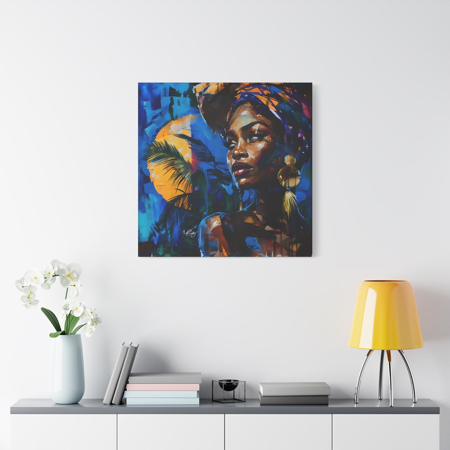 Vacation Vibes Afrocentric Black Woman Abstract Art Canvas Wall Print