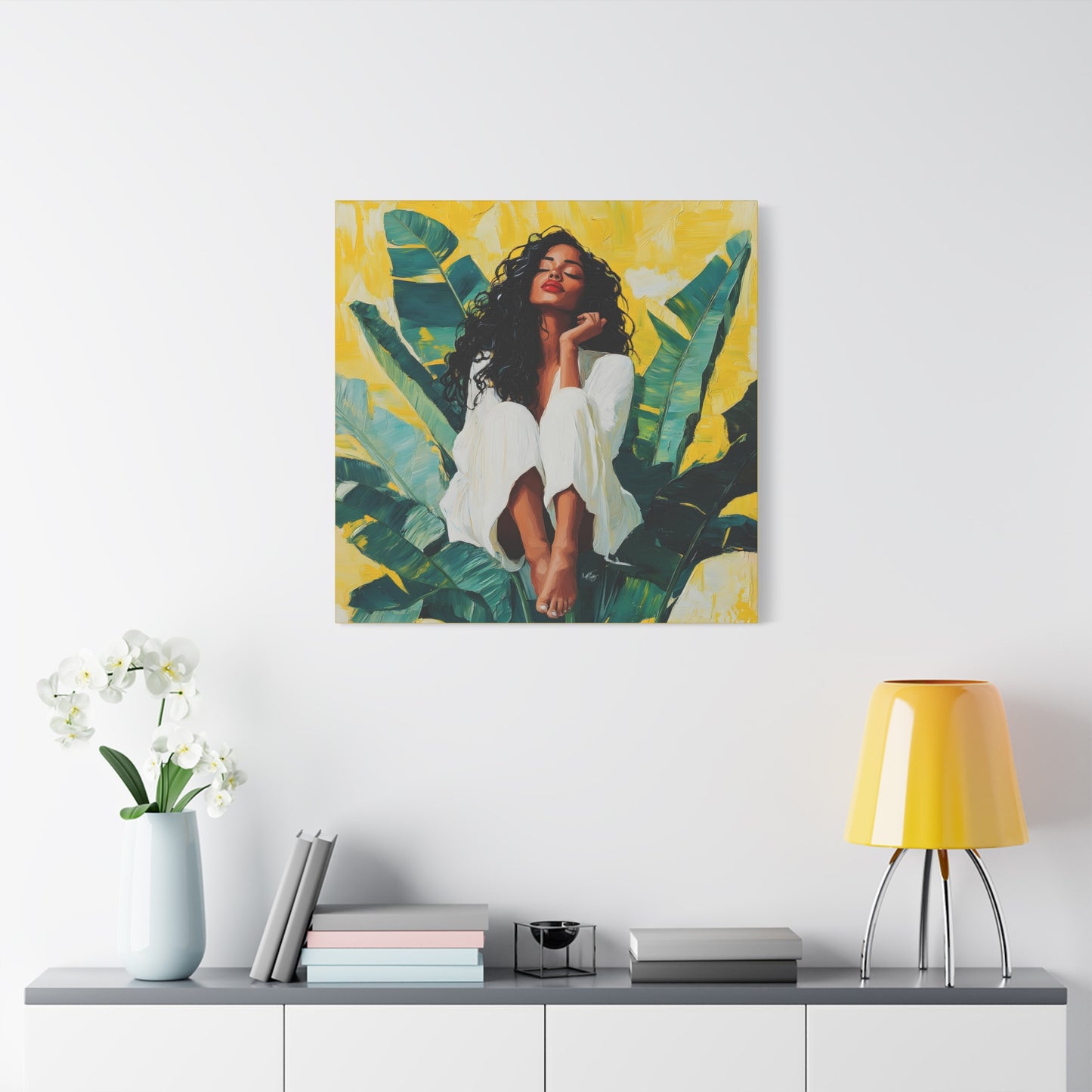 It's A Beautiful Day Afrocentric Black Woman Abstract Art Canvas Wall Print