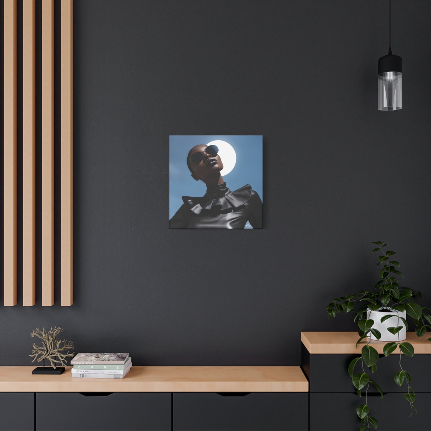 Moonstruck Afrocentric Black Woman Abstract Art Canvas Wall Print