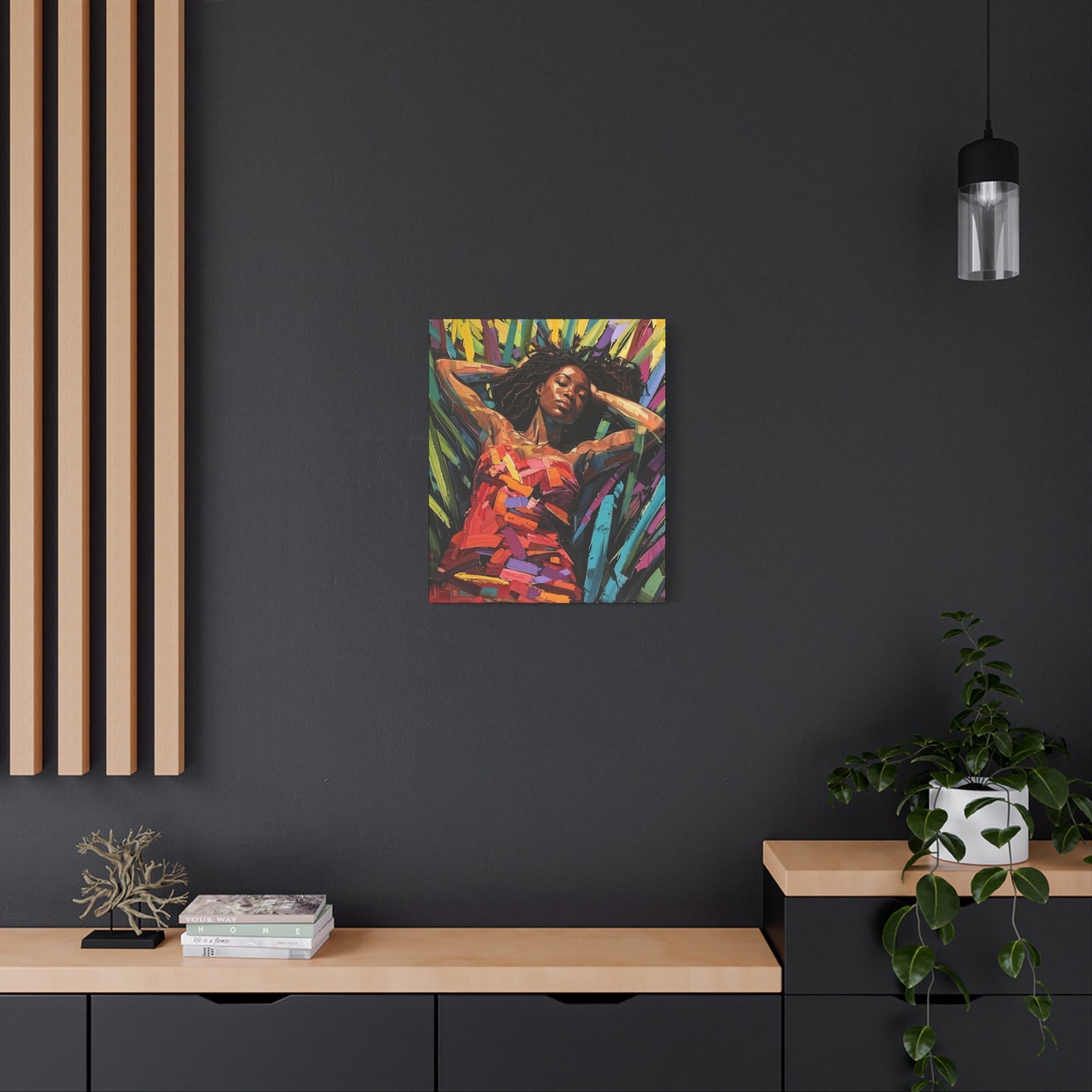 Be At Peace Black Woman Abstract Art Canvas Wall Print