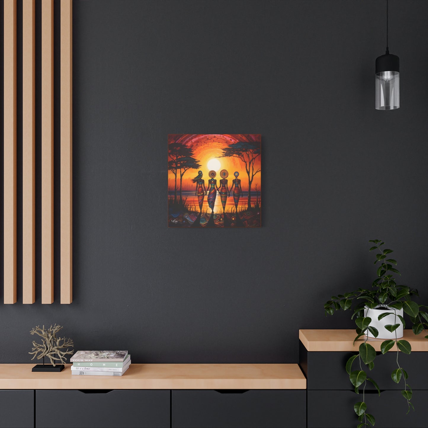 All Together Now Afrocentric Black Woman Abstract Art Canvas Wall Print
