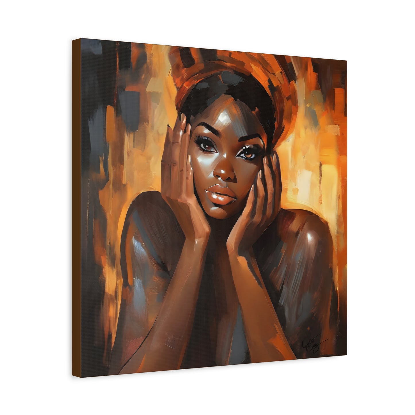 Hello Afrocentric Black Woman Art Canvas Wall Print