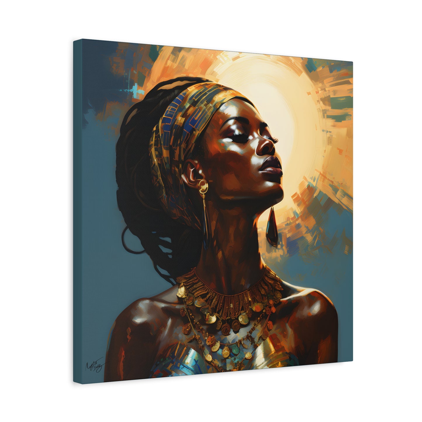 Worship The Sun Afrocentric Black Woman Art Canvas Wall Print