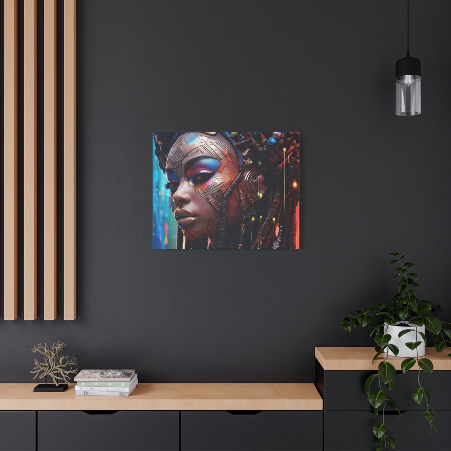 Princess Of The Past and Future Afrocentric Afrofuturism Abstract Black Artwork Canvas Wall Print