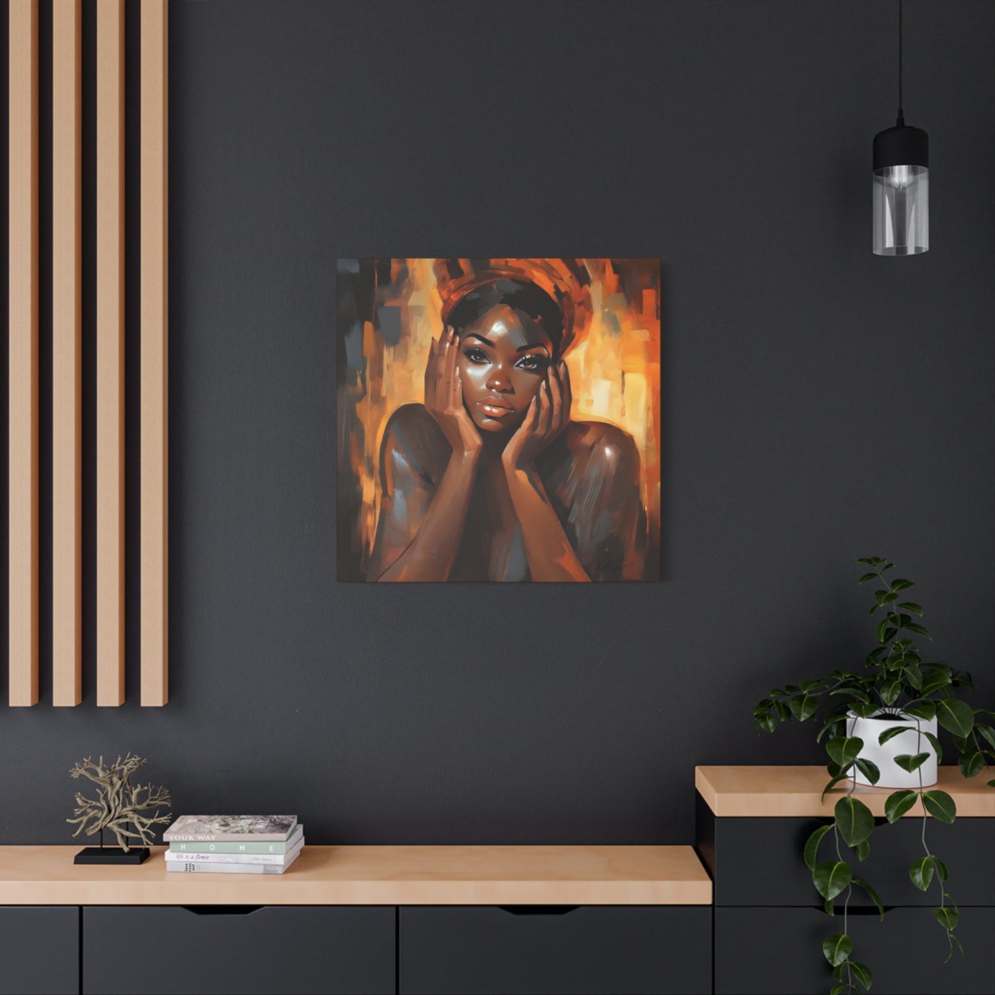 Hello Afrocentric Black Woman Art Canvas Wall Print