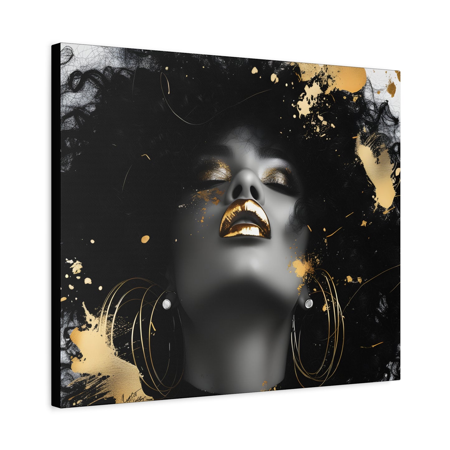 Gold Is My Passion Afrocentric Black Woman Abstract Art Canvas Wall Print