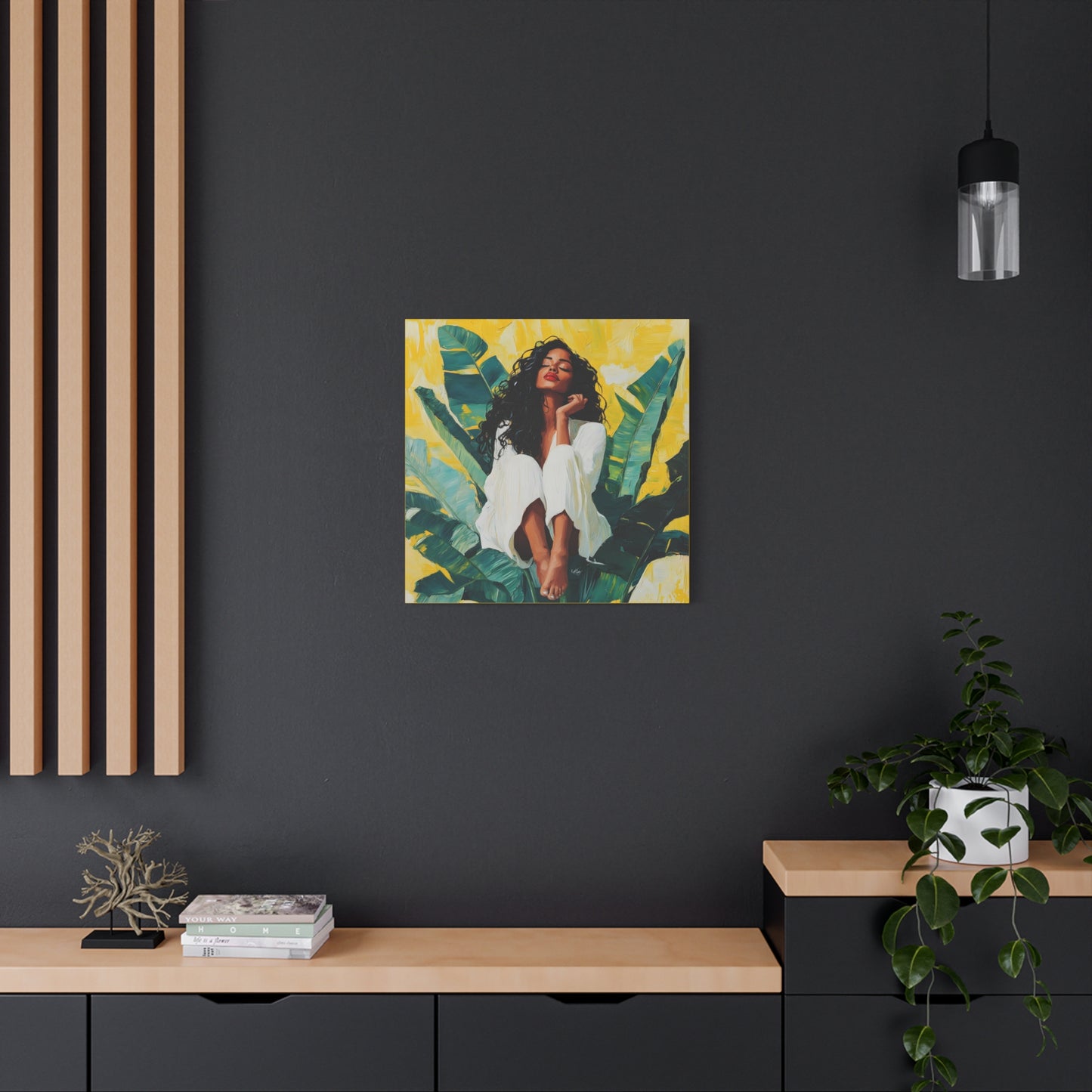 It's A Beautiful Day Afrocentric Black Woman Abstract Art Canvas Wall Print