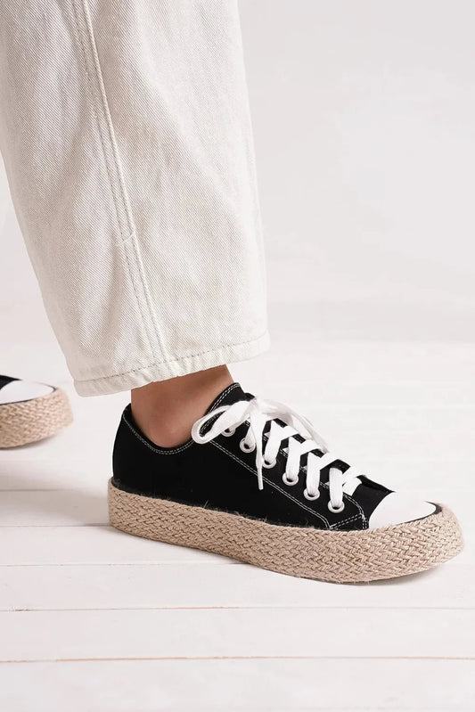 Beast Fashion Lace Up Woven Espadrille Sole Sneakers - Xtreme Shopper