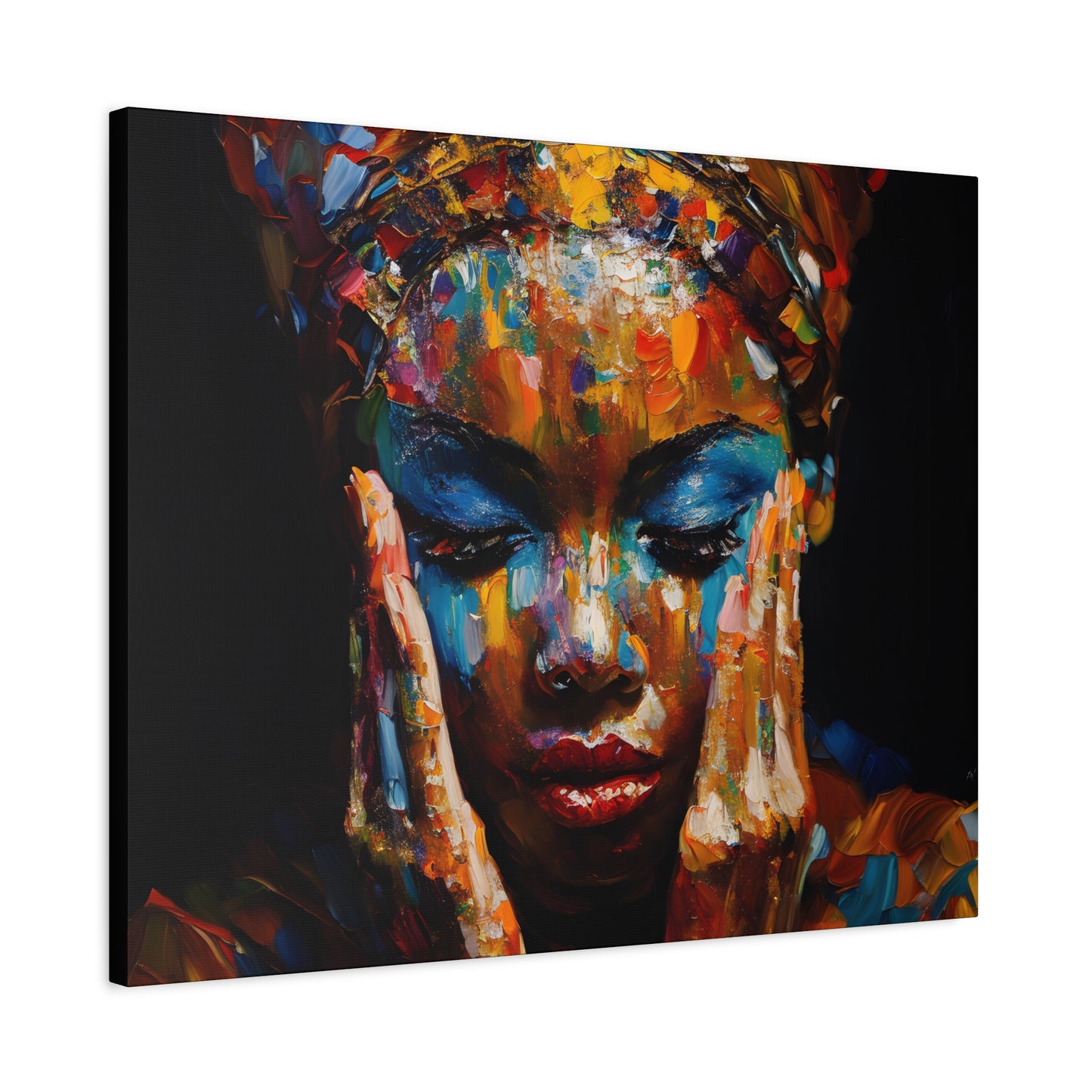 Heavy Is The Head That Wears The Crown Afrocentric Black Woman Abstract Art Canvas Wall Print