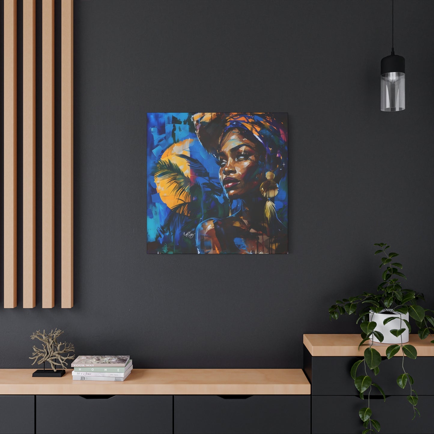 Vacation Vibes Afrocentric Black Woman Abstract Art Canvas Wall Print
