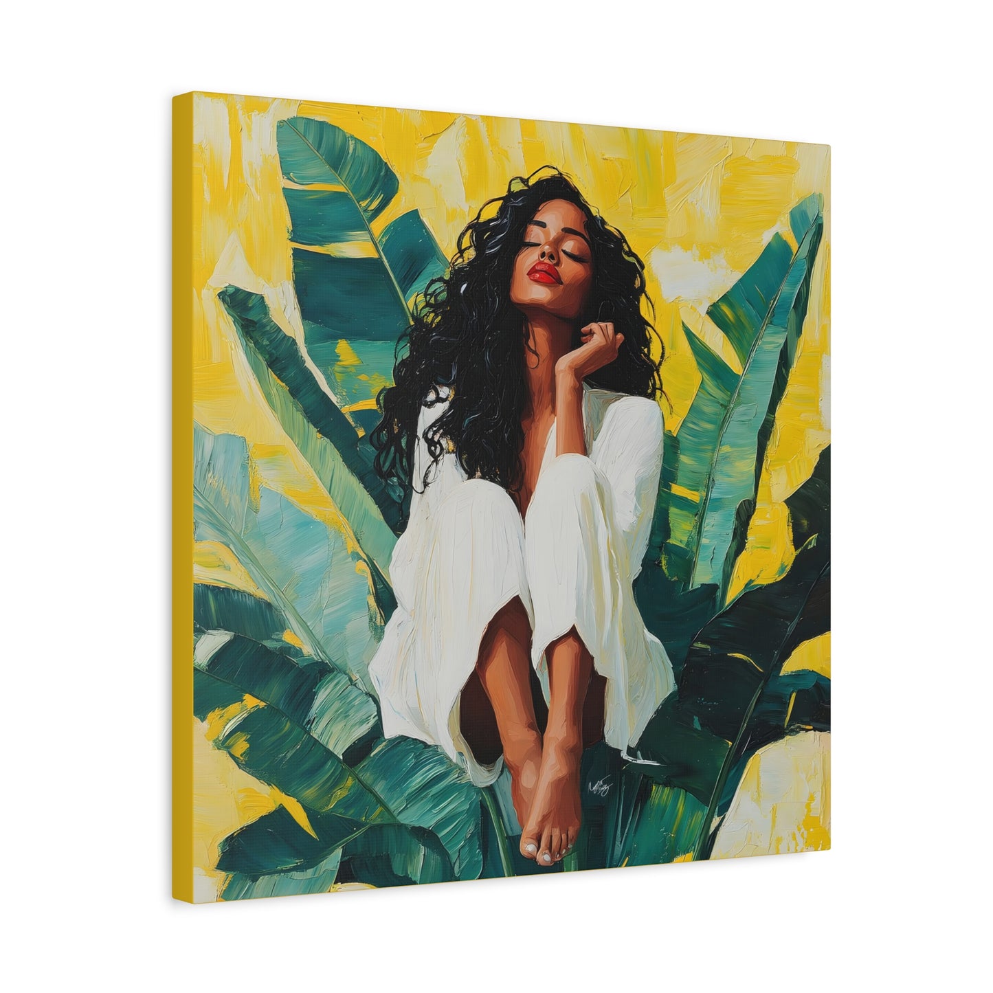 It's A Beautiful Day Afrocentric Black Woman Abstract Art Canvas Wall Print
