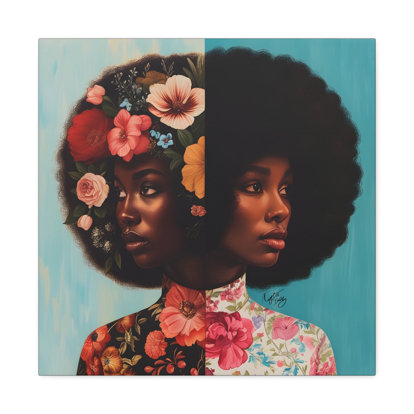 Duality Afrocentric Black Woman Art Canvas Wall Print