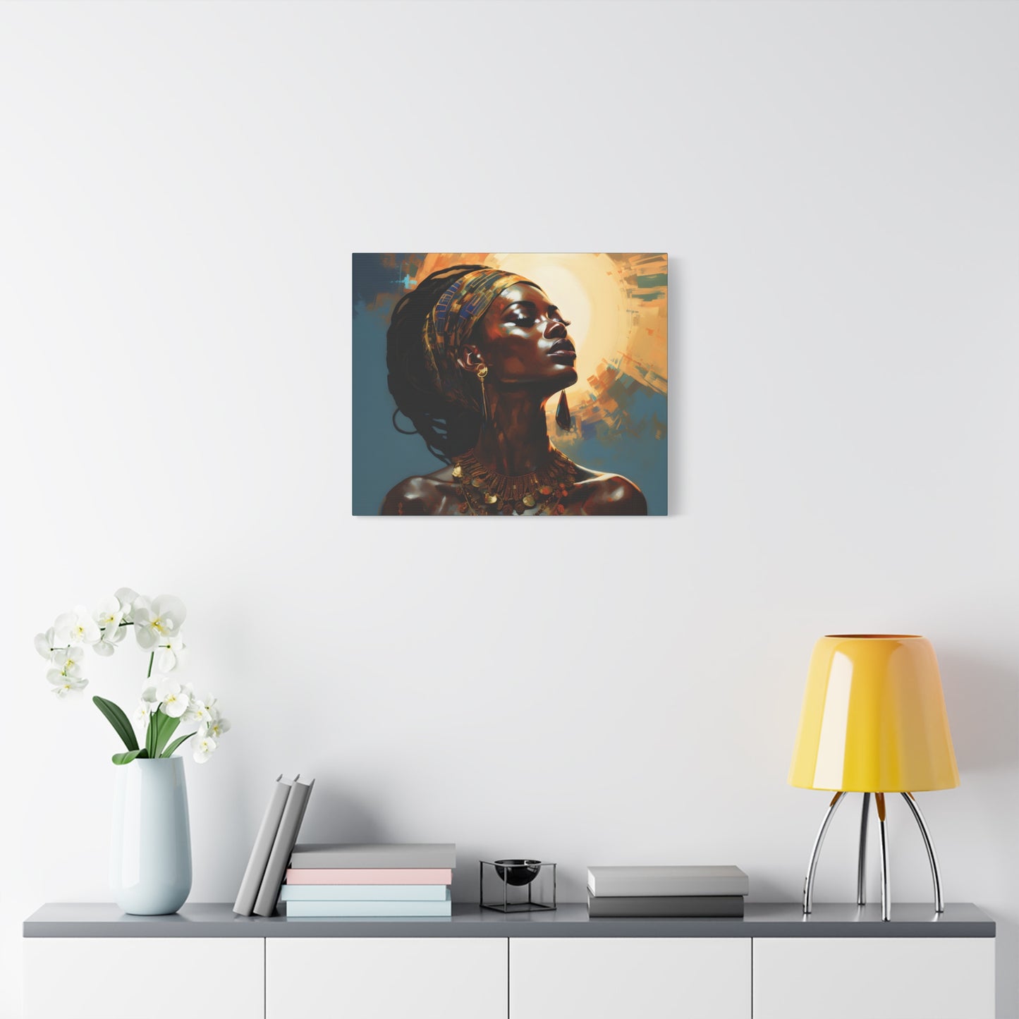 Worship The Sun Afrocentric Black Woman Art Canvas Wall Print