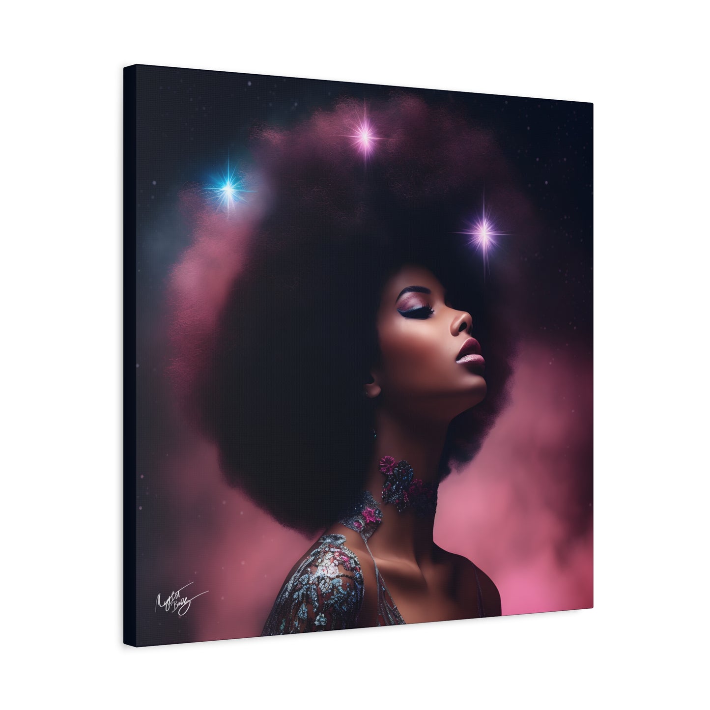 An Afrocentric Universe Fantasy Black Woman Canvas Wall Print