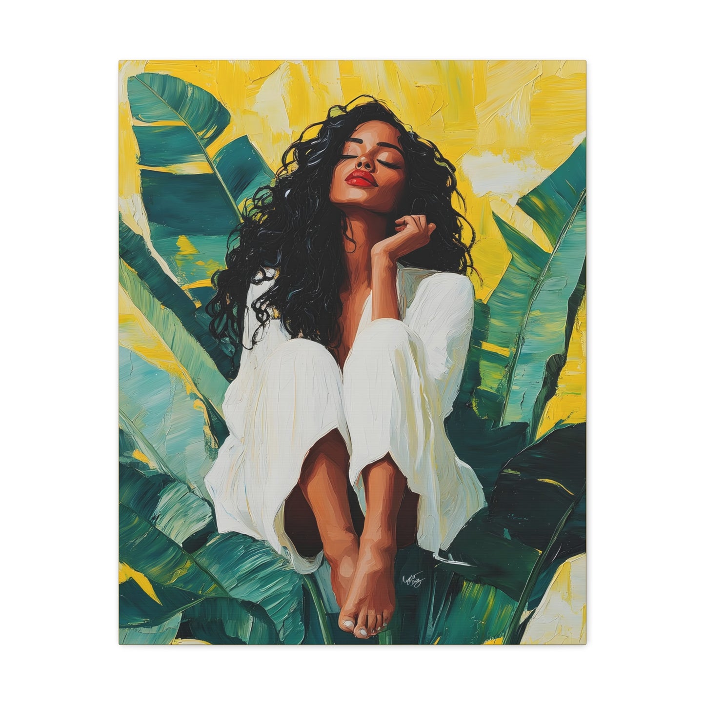 It's A Beautiful Day Afrocentric Black Woman Abstract Art Canvas Wall Print